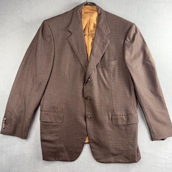 Brioni Senato Italy 100% Wool Brown 3 Button Single Breast Blazer Jacket 44 R - Picture 1 of 13